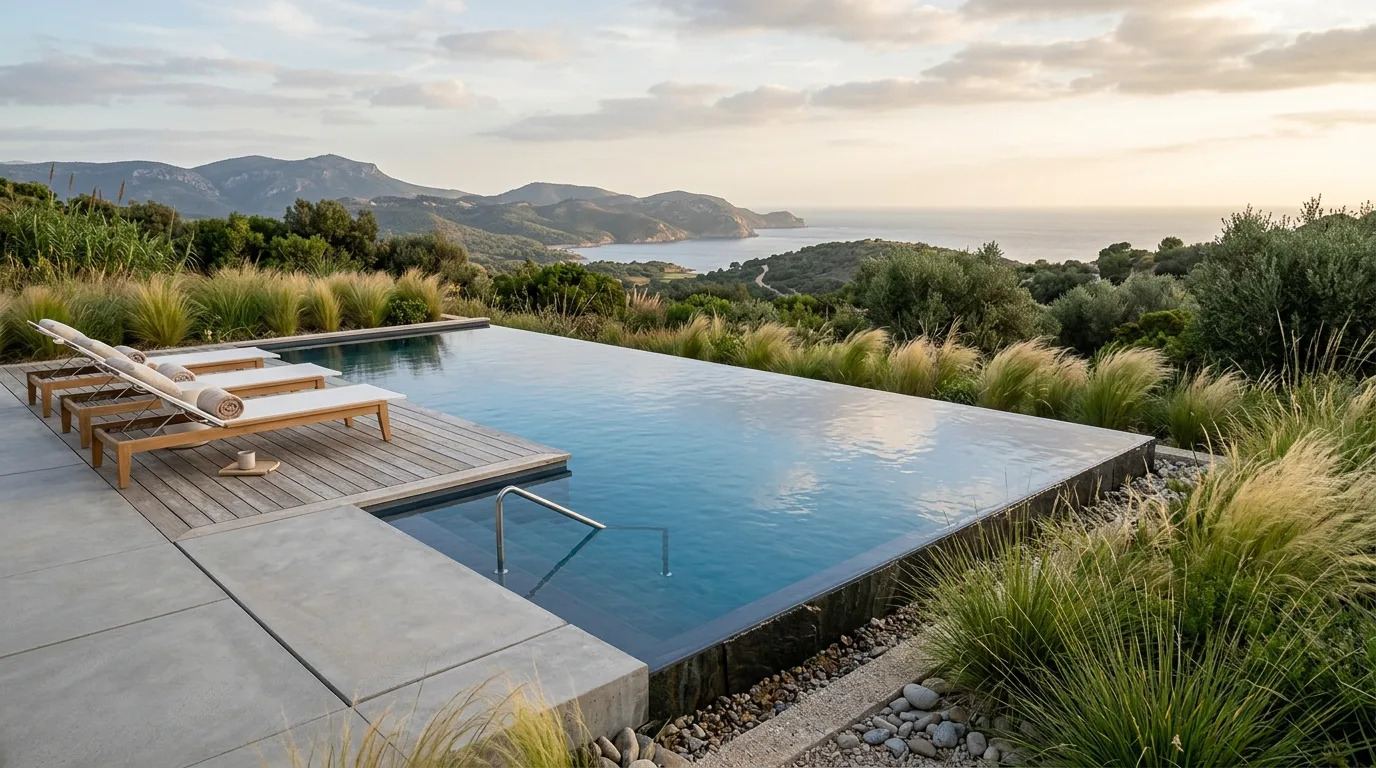 Fiberglass Pool With Infinity Edge Look